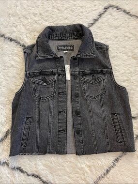Maurices Charcoal Black Washed Denim Vest - Size M